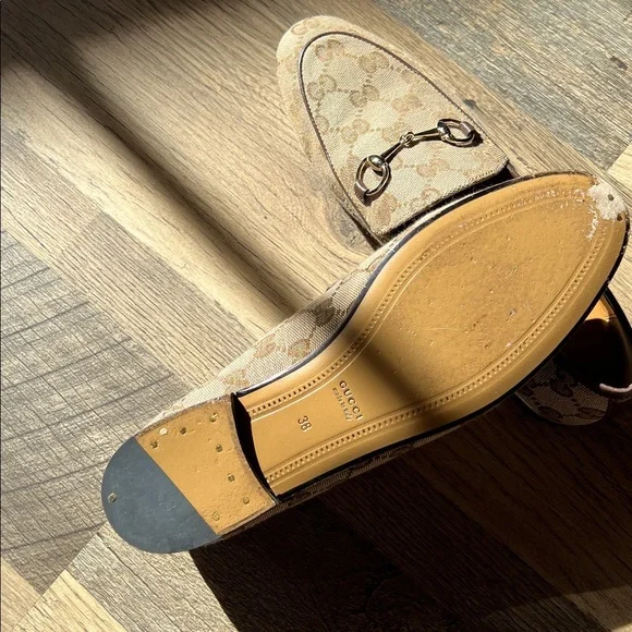 Gucci Beige and Brown Monogram Loafers for Women - Picture 5 of 5